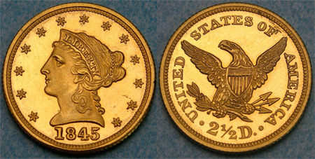 1845 Proof Liberty Quarter Eagle